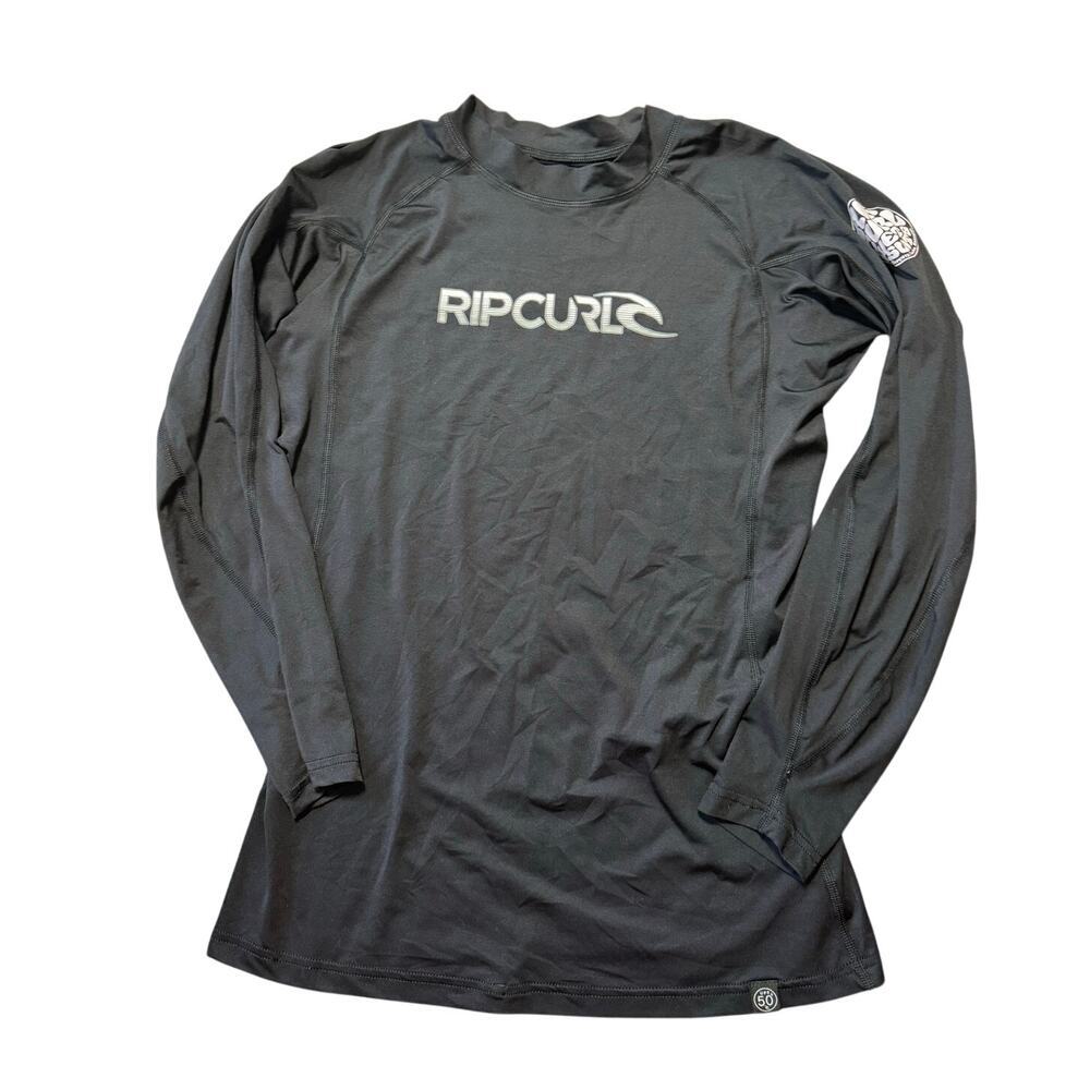 Rip Curl Waves Performance Mens XL Black Long Sleeve Rash Guard Swim Surf Shirt